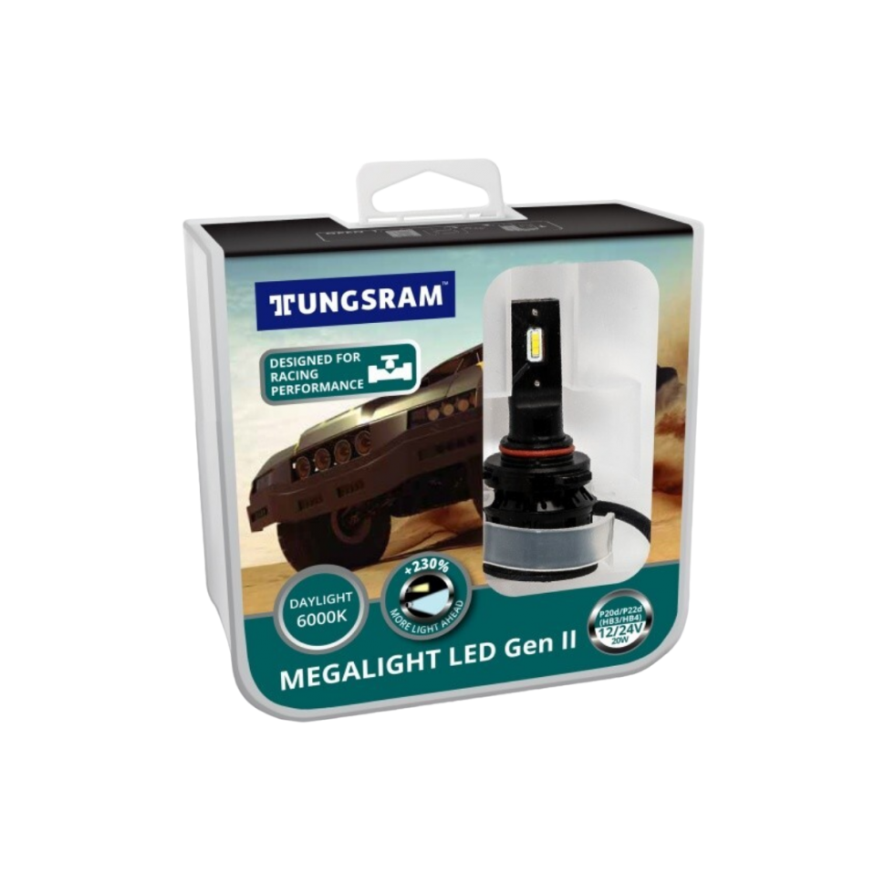 Светодиодная лампа Tungsram Megalight LED Gen II / HB3/HB4 / {P22d, P20d} / 6000K / 1600Лм / 20Вт / холодный белый