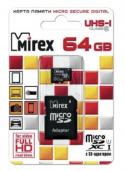 Карта памяти Mirex 64 Гб (microSD, 10 класс)