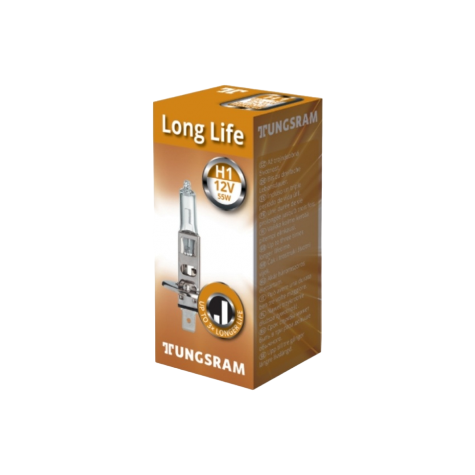 Галогенная лампа Tungsram Long Life 50310LU B1 / H1 / P14.5s / 3200K / 1550Лм / 55Вт / стандартный желтый